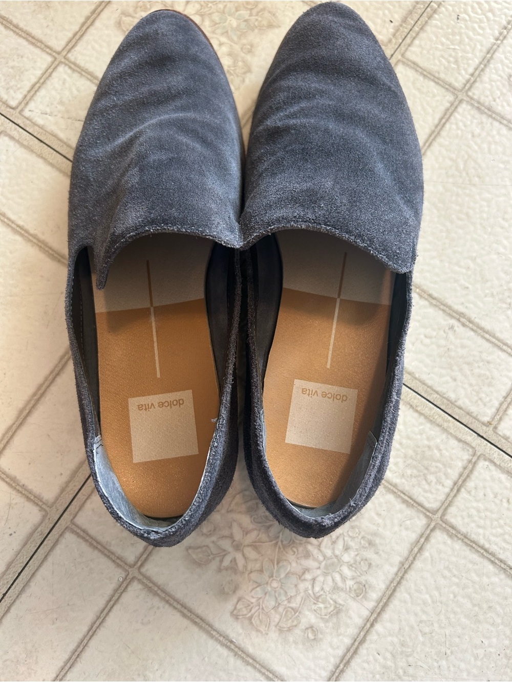 Dolce Vita Slip-On Suede Loafers in Charcoal Gray